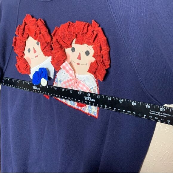 Vintage jerzees raggedy Ann & Andy pullover sweater navy - Picture 4 of 8